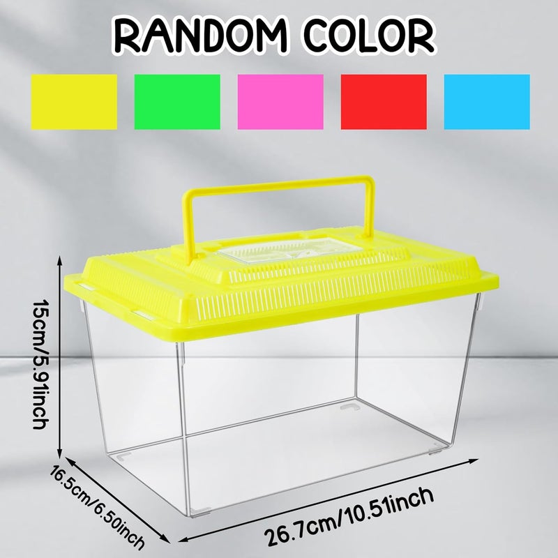 ONLYFU 12Pcs Plastic Reptile Terrariums Carrier Cage, Tarantula Enclosure Breeding Box Hatching Container Transparent Fish Tank Turtle Aquarium with Random Color Lid for Lizards, XL(10.6" x 6.7" x 5.9") - Image 5